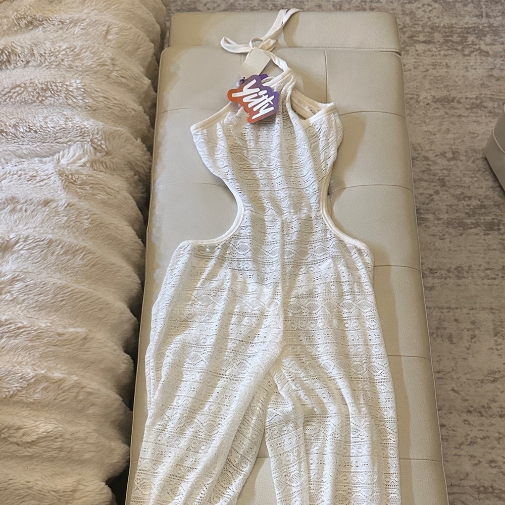 YITTY Ivory Lace Halter Swim Coverup